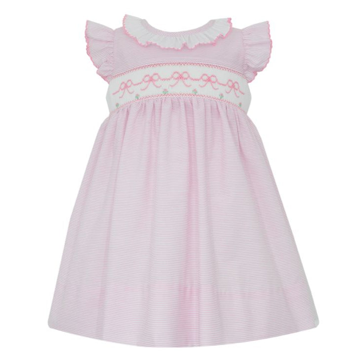 Pink Bows Stripe Collar Dress