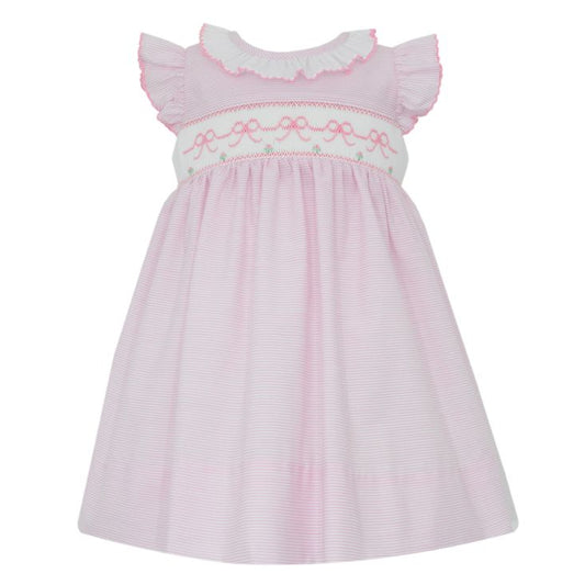 Pink Bows Stripe Collar Dress