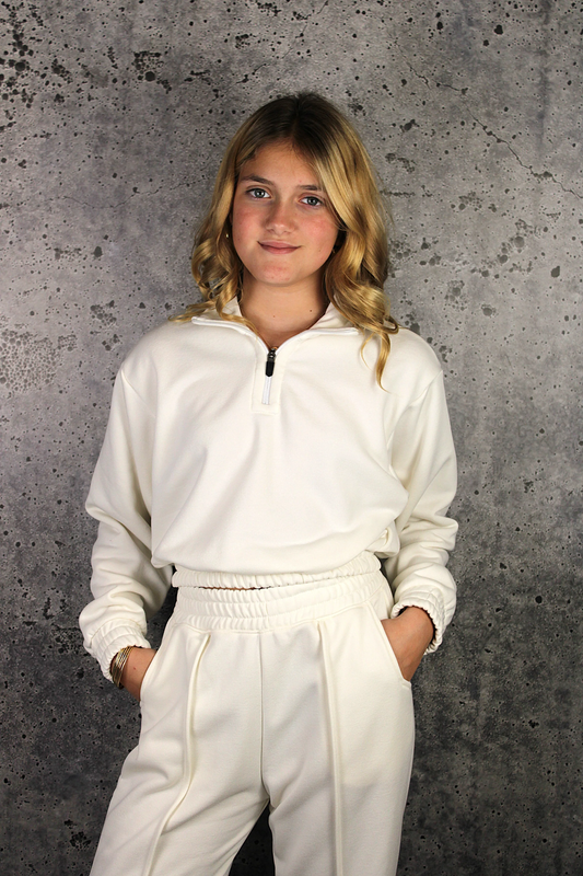 Zip Up L/S Top - White