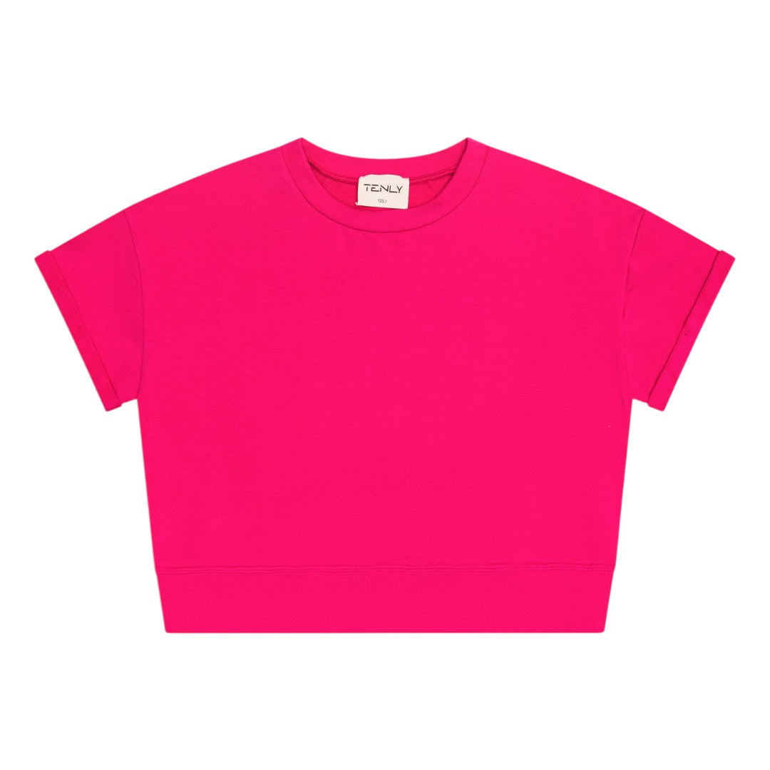 French Terry Waist Tee - Cerise