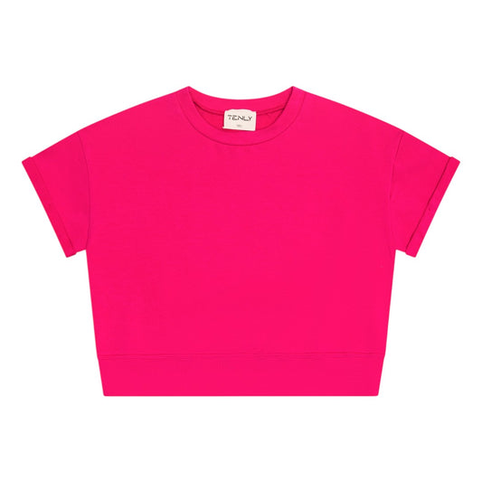 French Terry Waist Tee - Cerise