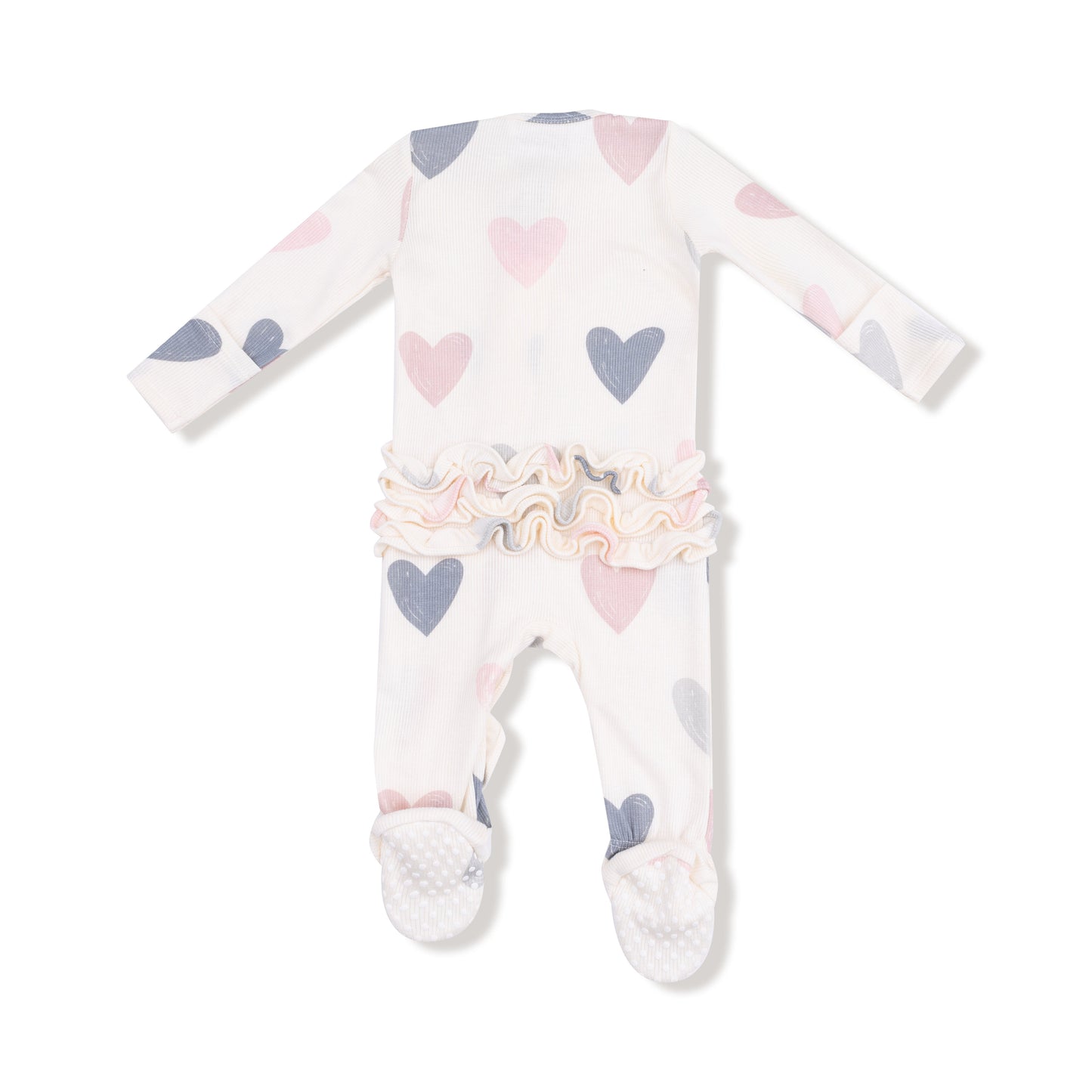 Hearts - Ruffle Zip Footie
