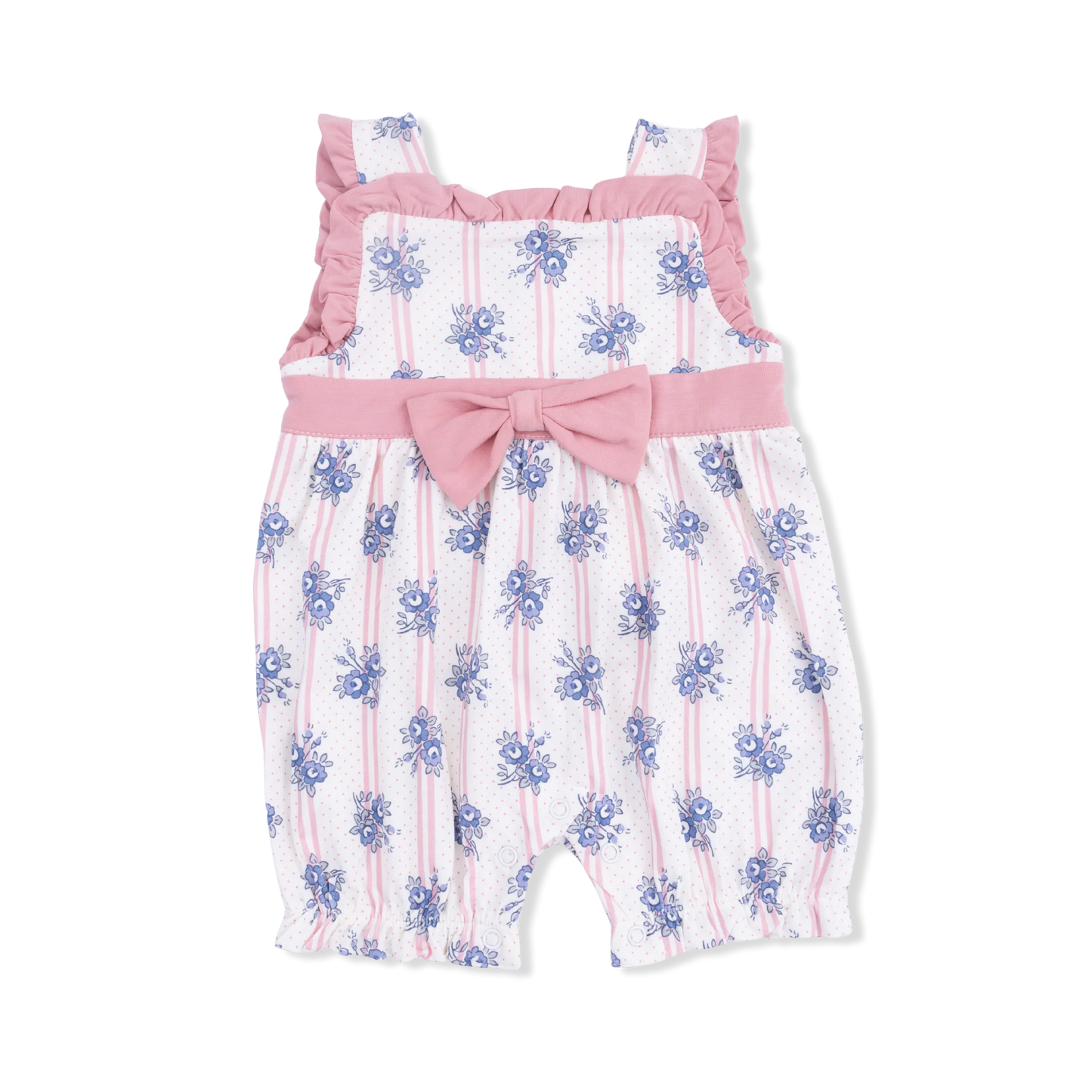 Bow Playsuit - Stripe Dot Roses