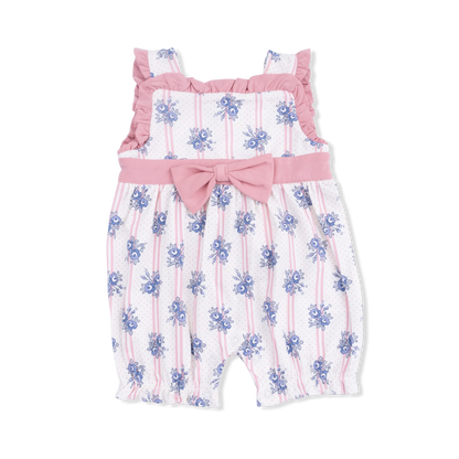 Bow Playsuit - Stripe Dot Roses