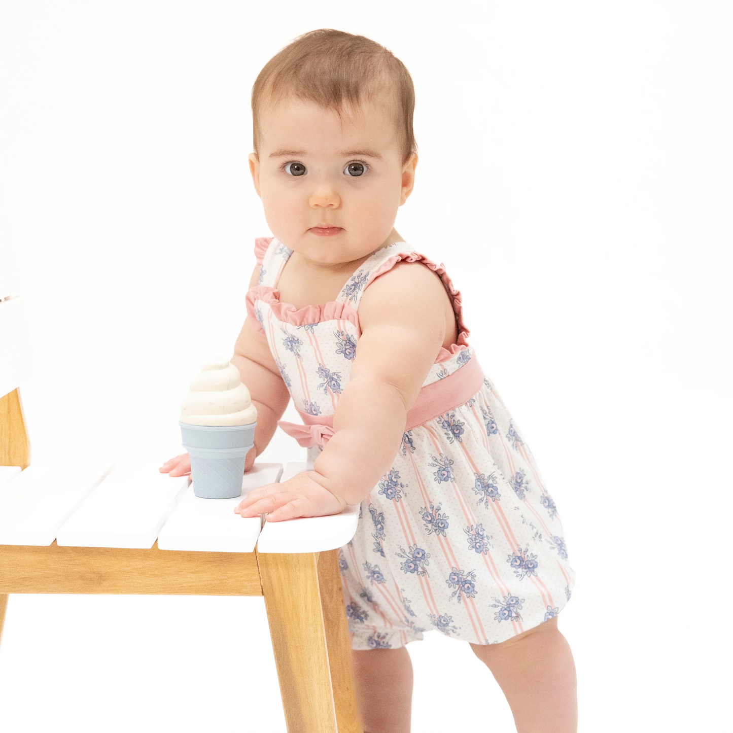 Bow Playsuit - Stripe Dot Roses