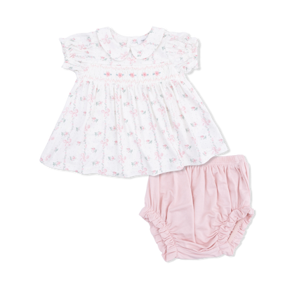 Smocked Dress Set - Dainty Buds & Bows