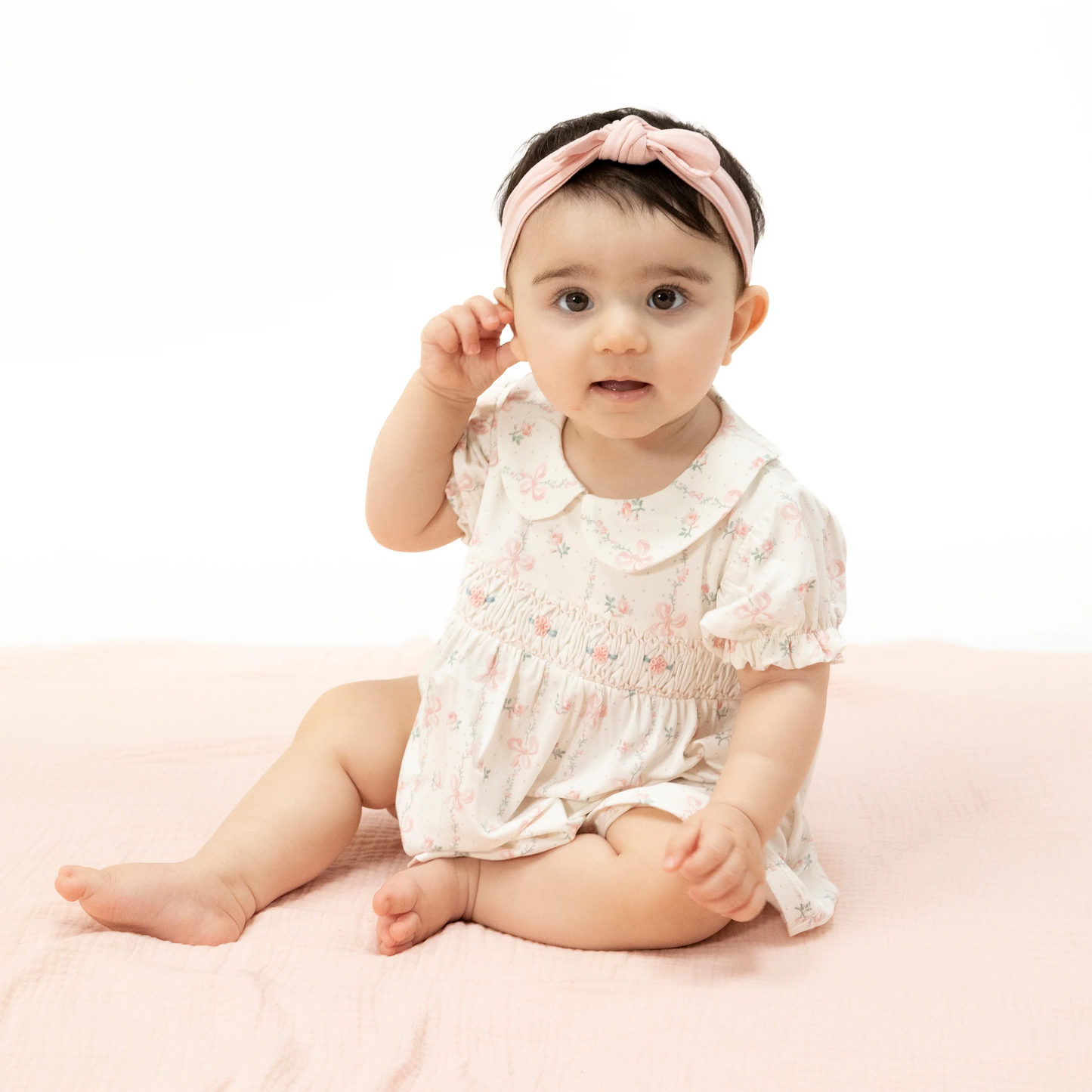 Smocked Dress Set - Dainty Buds & Bows