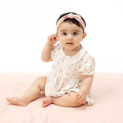 Smocked Dress Set - Dainty Buds & Bows