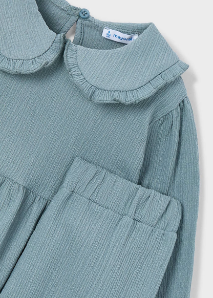 Collar Blouse & Pant Set - Sage