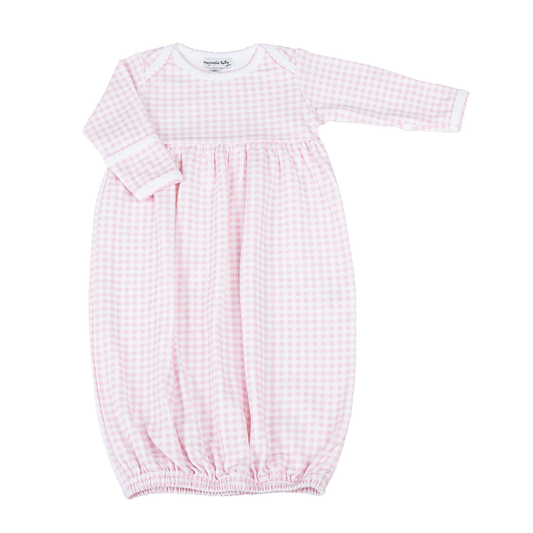 Mini Checks Gath. Gown - Pink