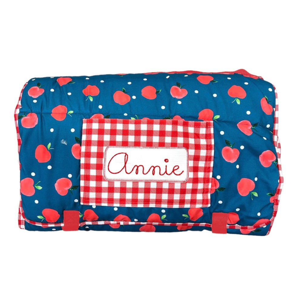 Apples on Navy Nap Mat