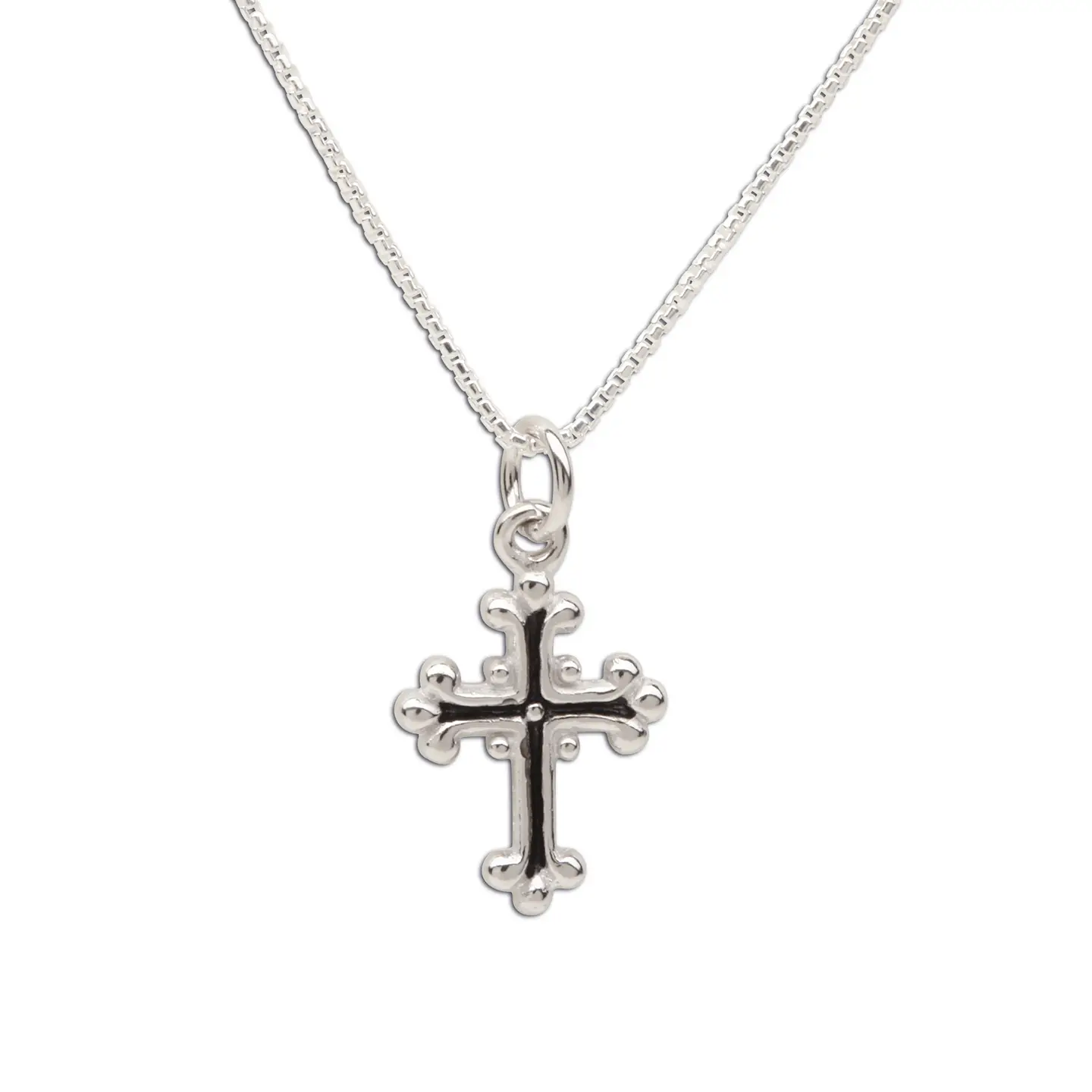 Scrolled Cross Necklace - Silver