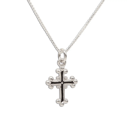 Scrolled Cross Necklace - Silver