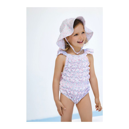 Pink Ditsy Floral Frill Swimsuit