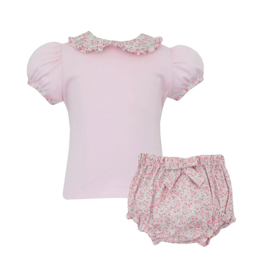 Pink Pique Floral Bloomer Set