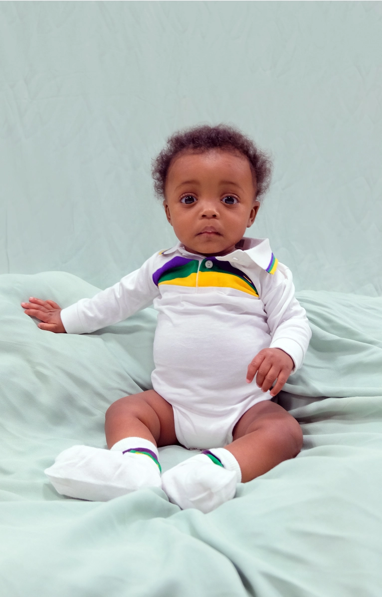 Mardi Gras Stripe L/S Onesie