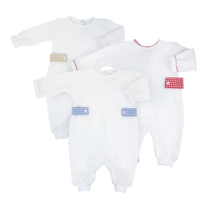 Knit Romper W/ Gingham Tabs