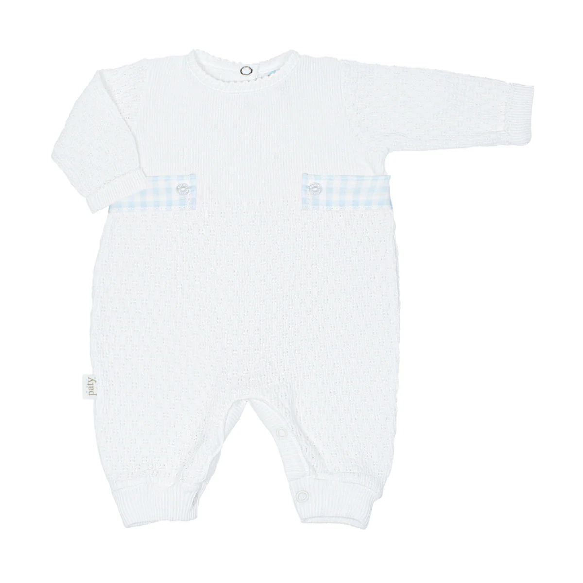 Knit Romper W/ Gingham Tabs