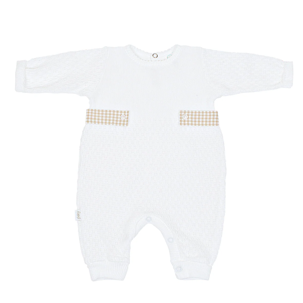 Knit Romper W/ Gingham Tabs