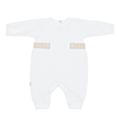 Knit Romper W/ Gingham Tabs