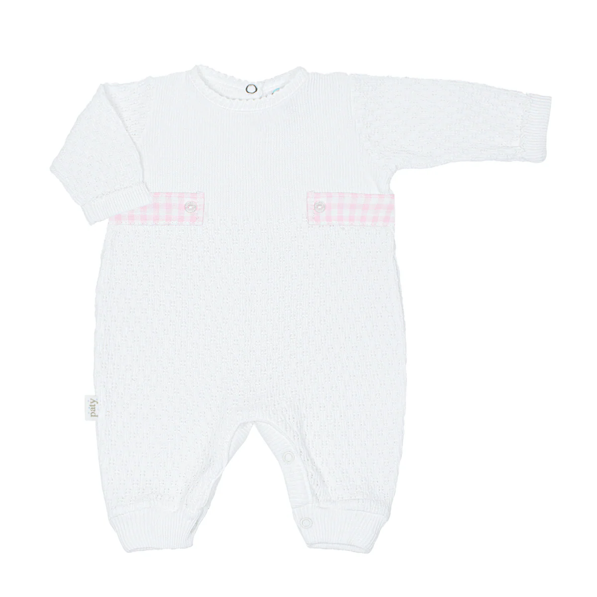 Knit Romper W/ Gingham Tabs