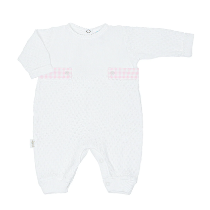Knit Romper W/ Gingham Tabs