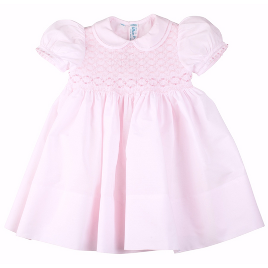 Collared Smocked Dress - Pink