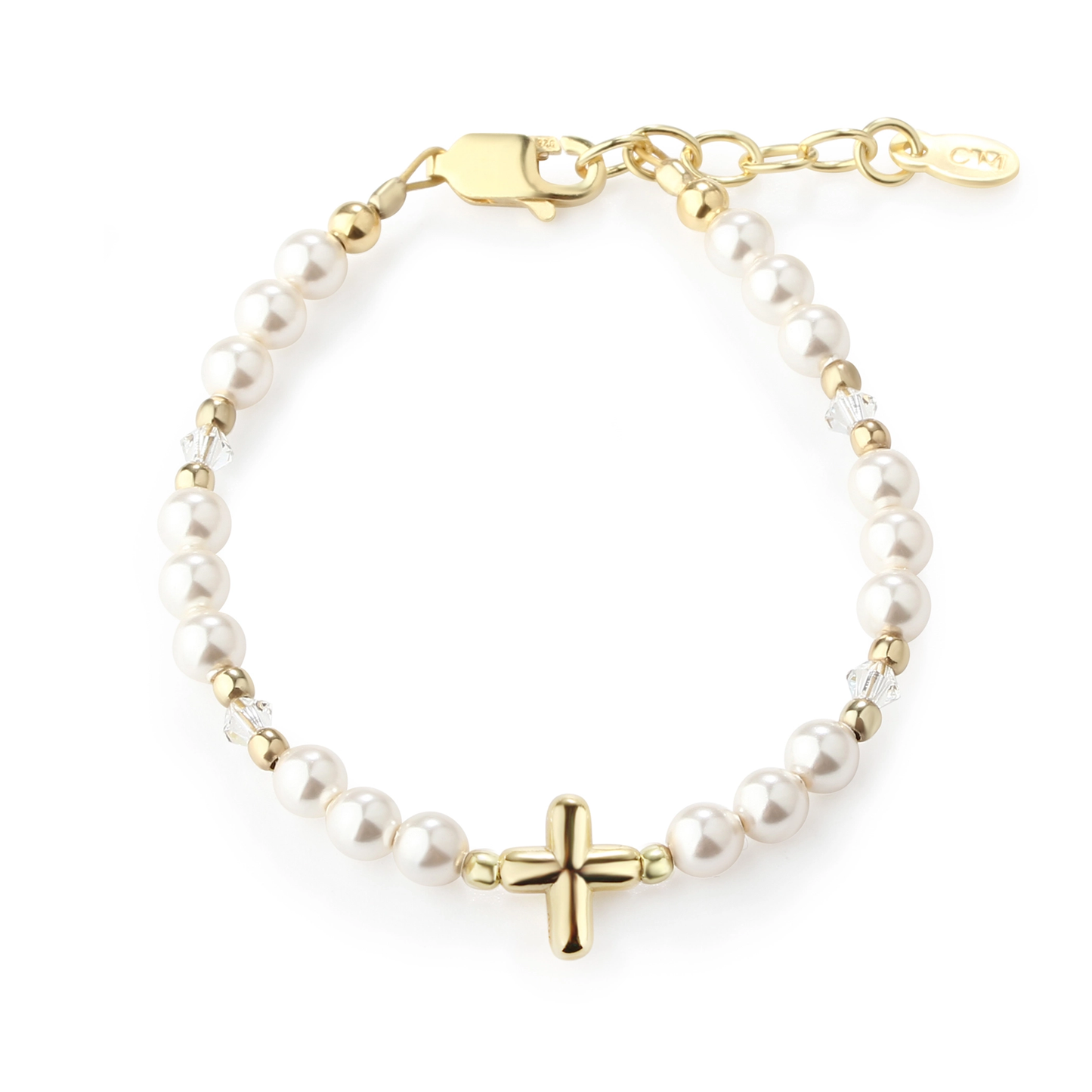 Pearl Cross Bracelet - 14K Gold