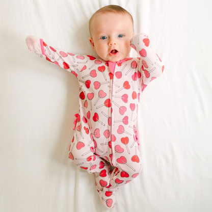 Sweetheart Pops Ruffle Zip Footie