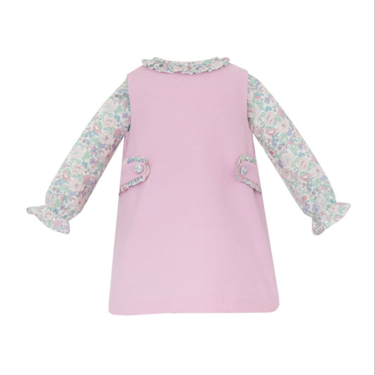 Floral Cord. Dress - Pink