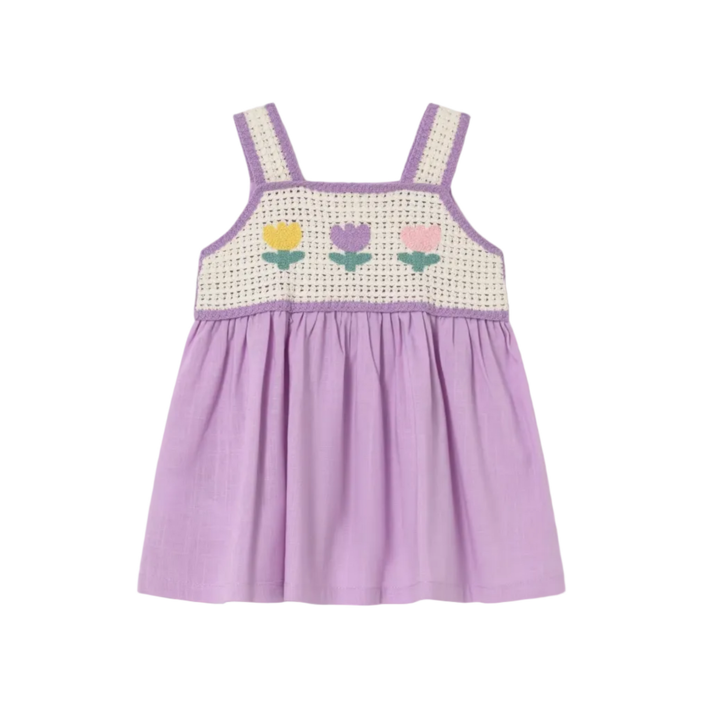 Crochet Flowers Dress - Lilac