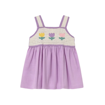 Crochet Flowers Dress - Lilac