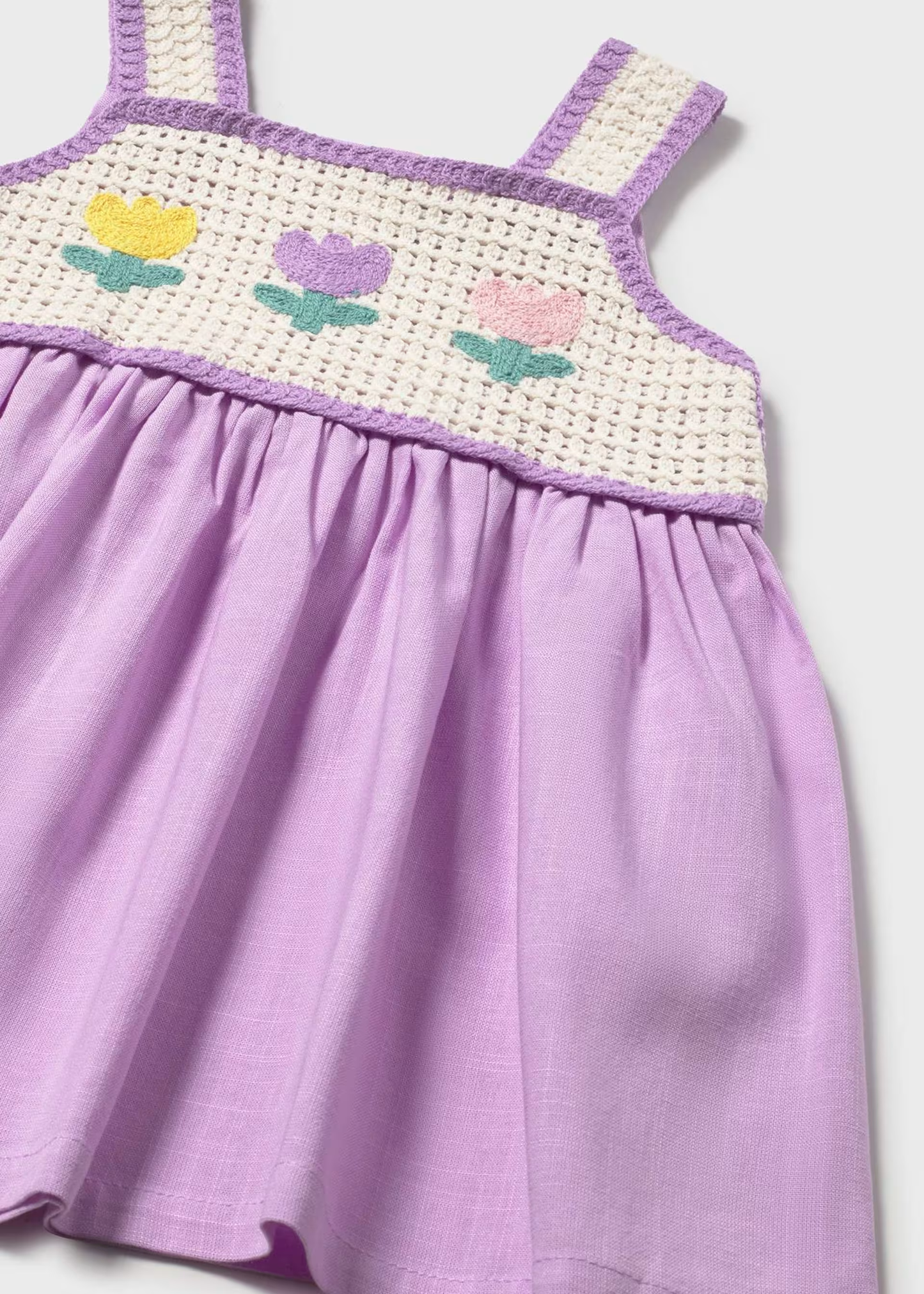Crochet Flowers Dress - Lilac