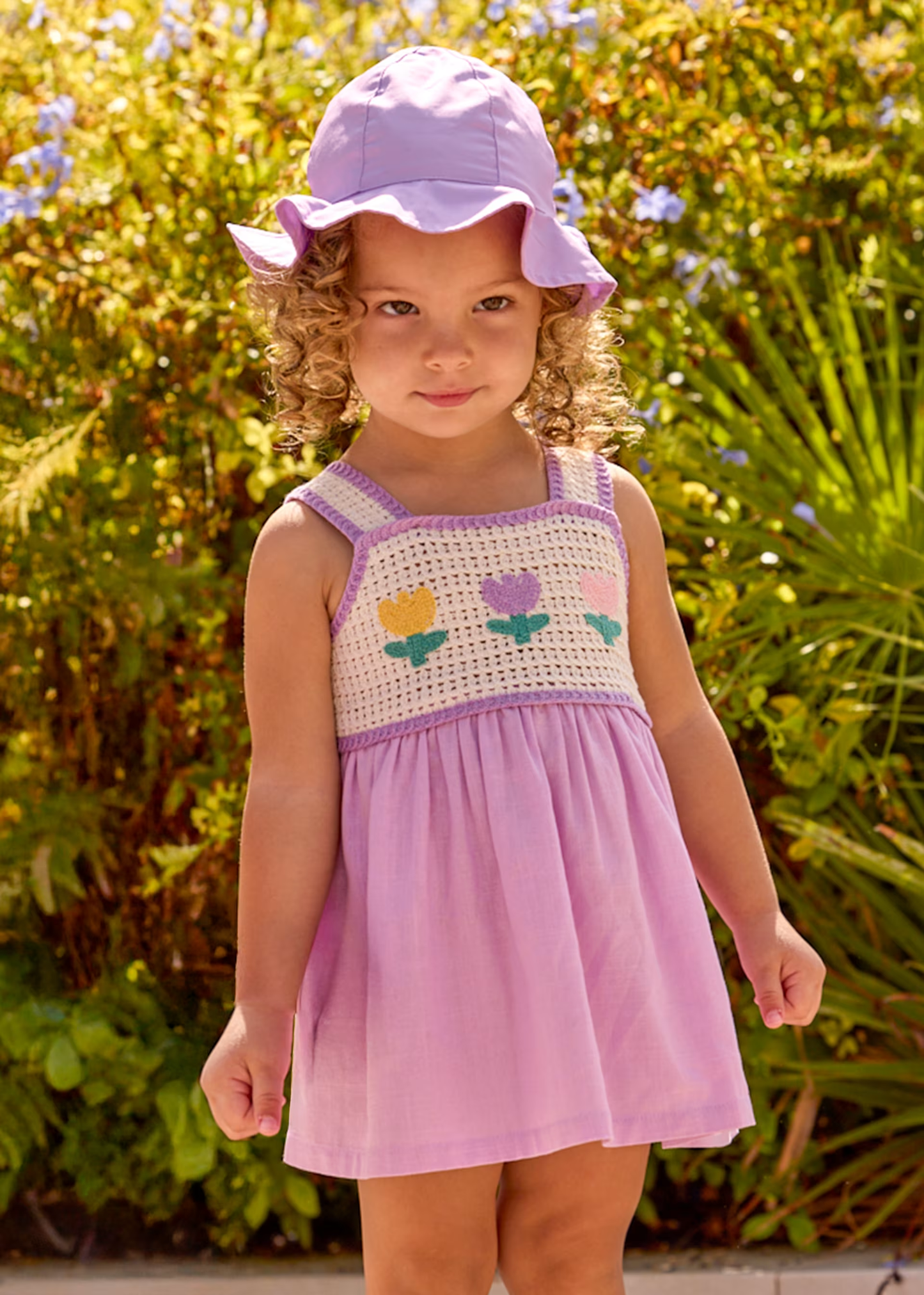 Crochet Flowers Dress - Lilac