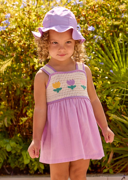 Crochet Flowers Dress - Lilac