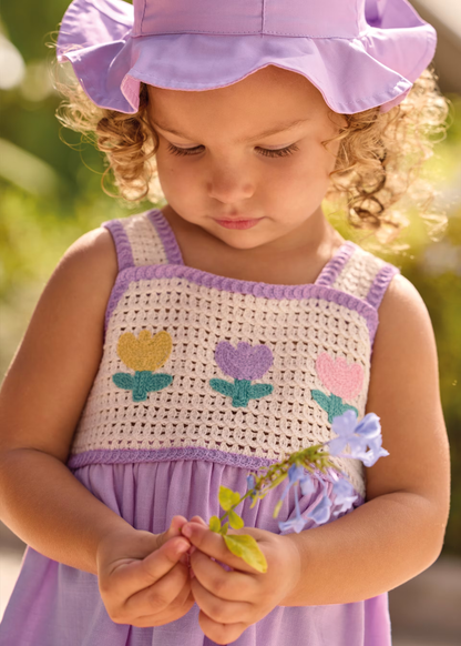 Crochet Flowers Dress - Lilac