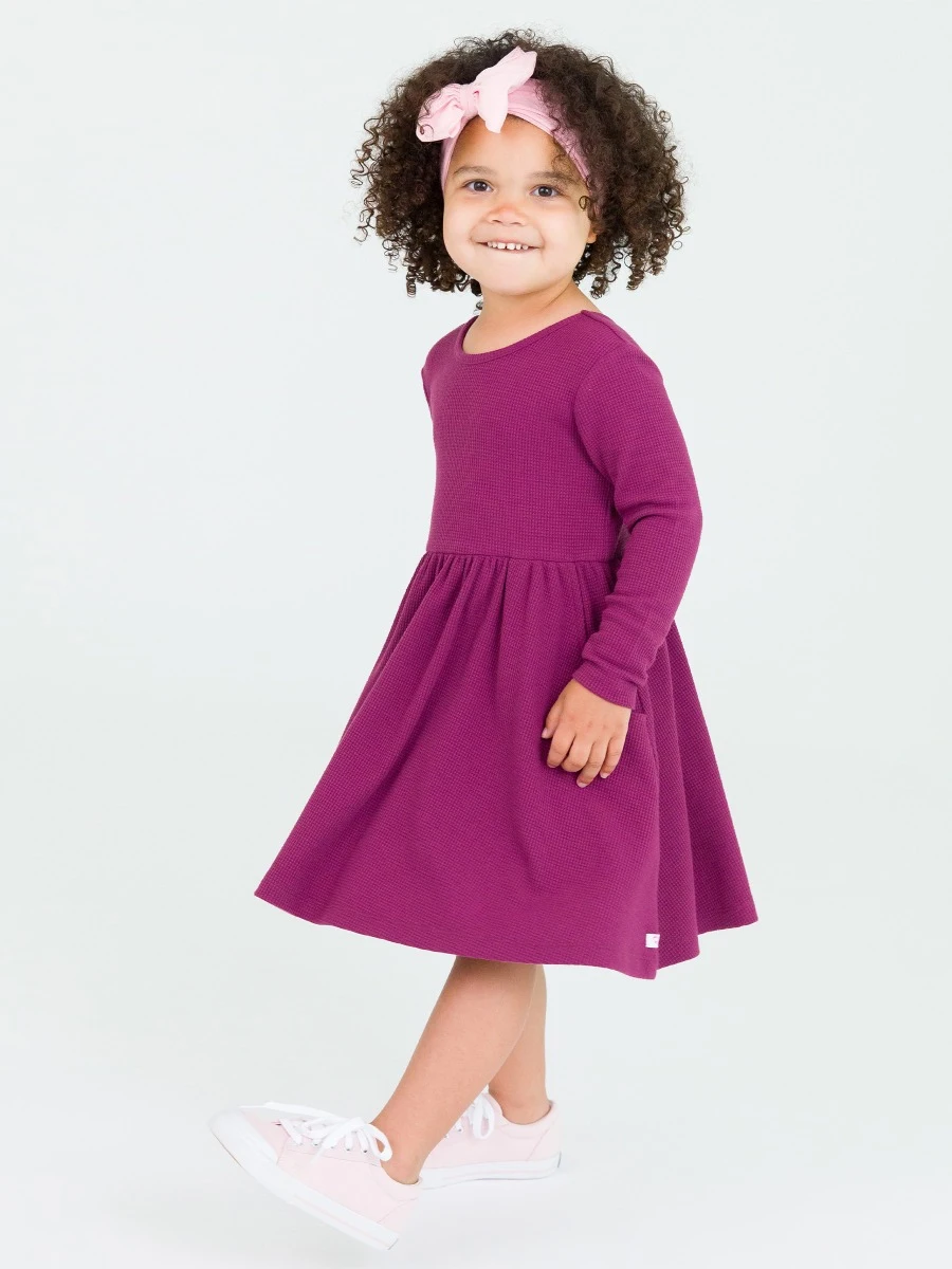 Waffle Knit LS Twirl Dress - 1AP0539