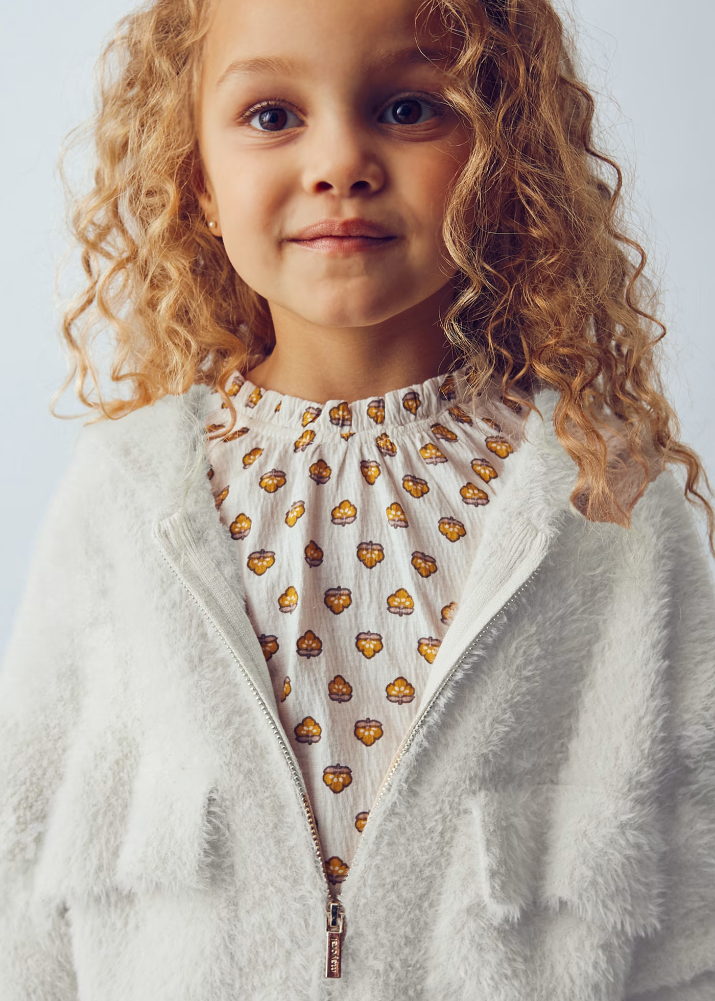 Furry Zip-Up Hoodie - Almond