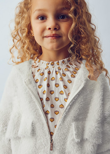 Furry Zip-Up Hoodie - Almond