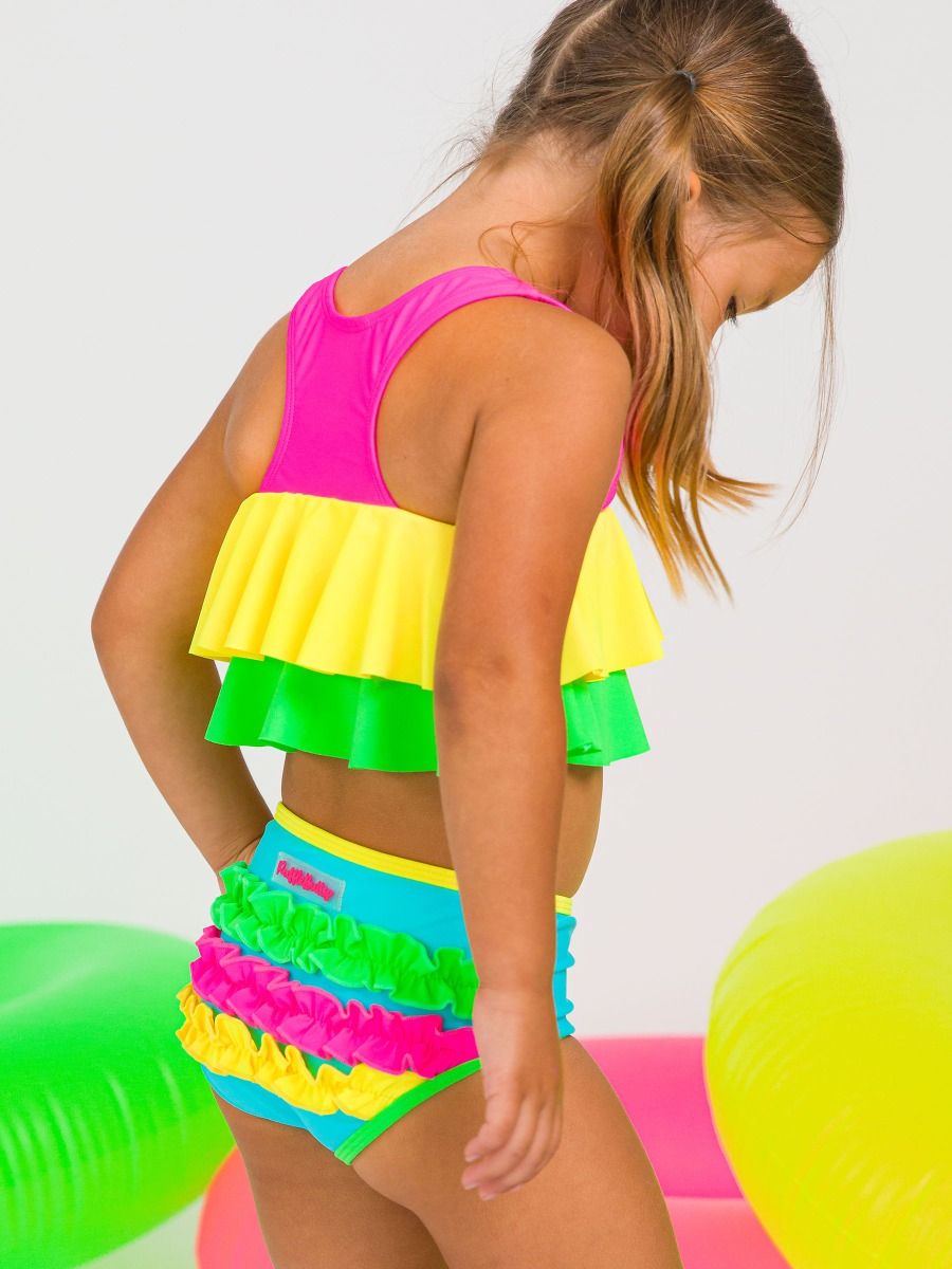 Neon Block Flounce Bikini