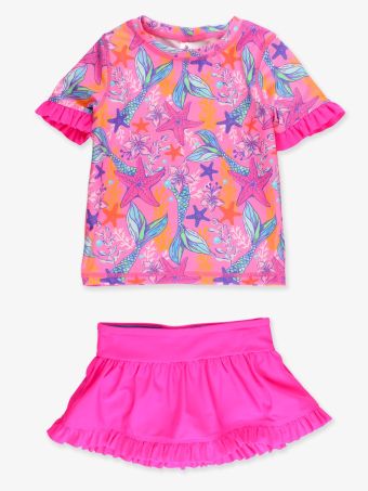 990-Mermaid Rash Guard Skirted 2 pc