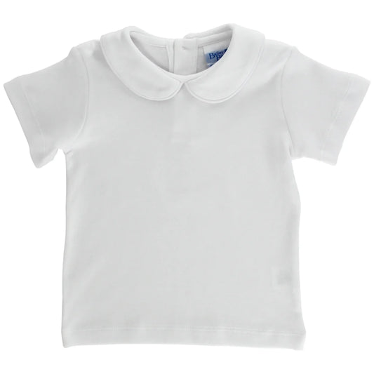 Boys Knit S/S Piped Shirt-White