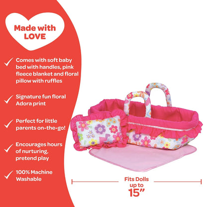 Snuggle Baby Doll Bed - Pink Flower Power