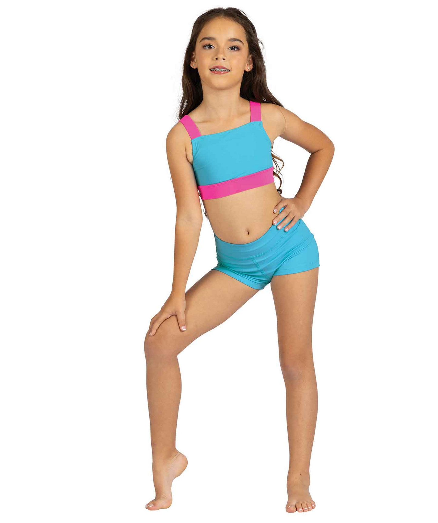 Cross Strap Top - Blue/Pink