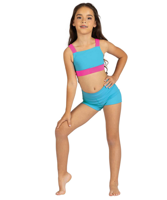 Cross Strap Top - Blue/Pink