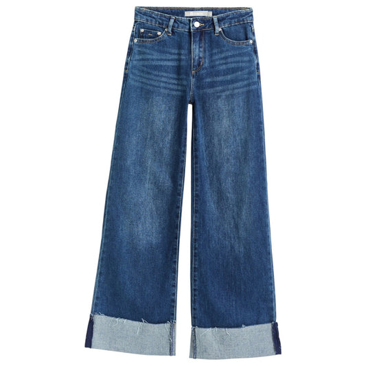 Wide Leg Cuff Jean - Dark Indigo