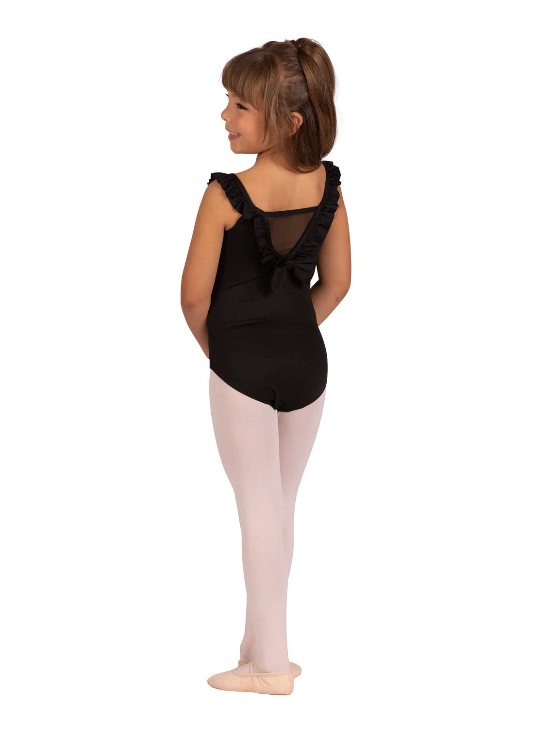 Ruffle Neck Leotard - Black