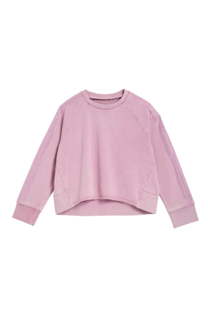 Rhinestone Double Stripe Sweater - Rose Pink