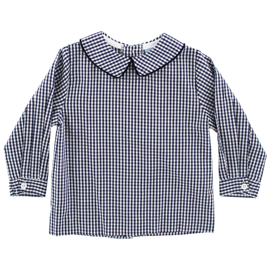Navy Check - Boys Piped Shirt