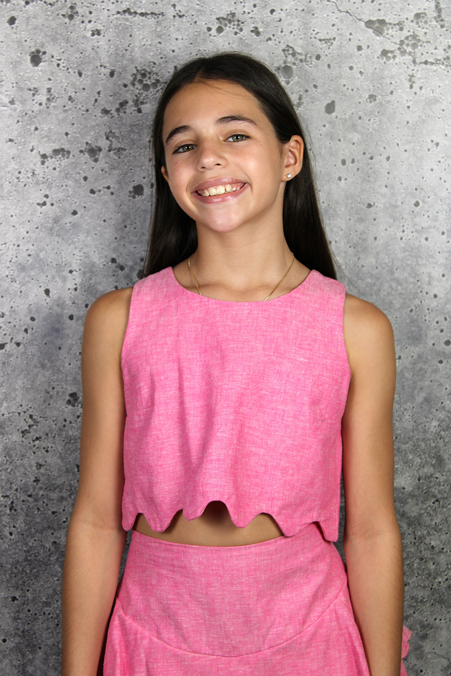 Scallop Cross Back Top - Pink